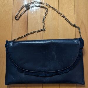 Elegant Navy Blue Clutch with Chain Strap